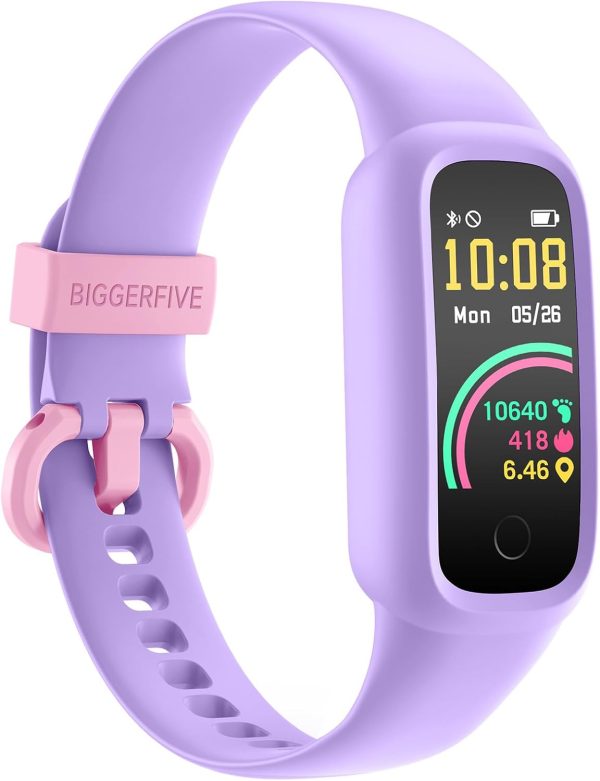 BIGGERFIVE Vigor 2 L Kids Fitness Tracker Watch for Boys Girls Ages 5-15, Activity Tracker, Heart Rate Sleep Monitor, IP68 Waterproof, Pedometer, Calorie Step Counter Watch, Blue