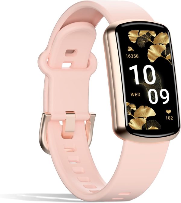 Health Fitness Tracker, Smart Watch with 24/7 Heart Rate, Activity Tracker with Blood Pressure and Blood Oxygen Monitor, 120 Sport Mode Waterproof Sleep Tracker for Women Men (Rose Gold)