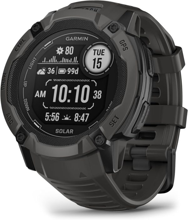 Garmin Instinct 2X Solar - Tactical Edition, Rugged GPS Smartwatch, Built-in Flashlight, Ballistics Calculator, Solar Charging Capability, Black (Renewed)