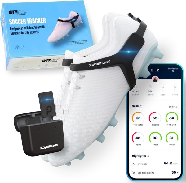 Playermaker CITYPLAY Smart Soccer Tracker for Cleats, Track 25+ Technical & Physical Metrics, 12 Month Access to CITYPLAY Soccer Training App Included, Advanced Than GPS