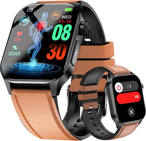 Advanced Health Smartwatch for Women Men with Real-Time Monitoring of Heart Rate, Blood Oxygen, Body Temperature, Blood Pressure, Sleep Quality and Stress Levels, Always-On Display, for Android & iOS